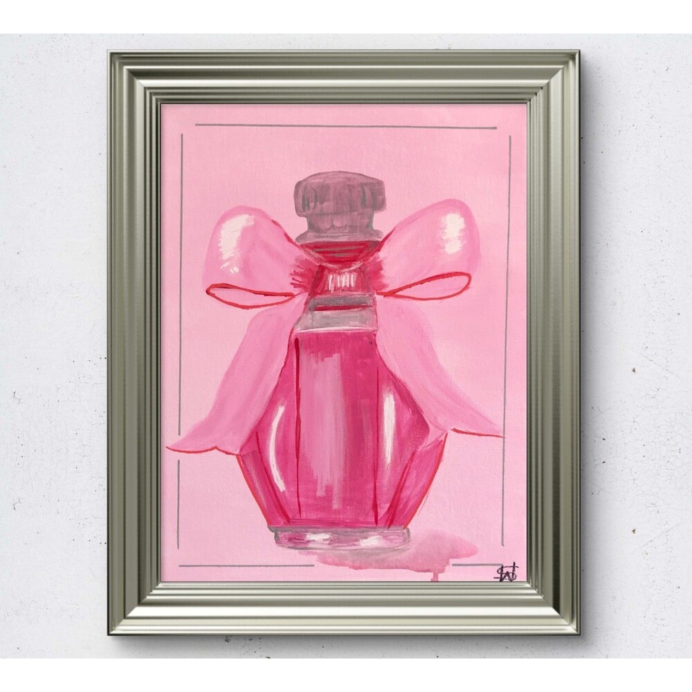 WS original pink perfume fine art 14X11 canvas modern expressionist painting